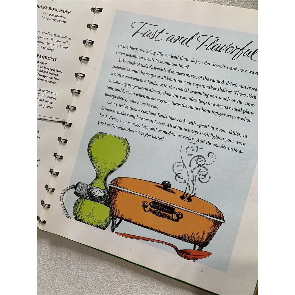 Vintage Betty Crocker's Dinner In A Dash Cook Book 1965 Retro Green Illustrated